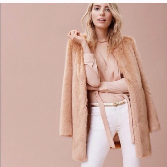 ANN TAYLOR • HOST PICK | GORGEOUS Soft Pink Ann Taylor Faux Fur Coat - Picture 3 of 9